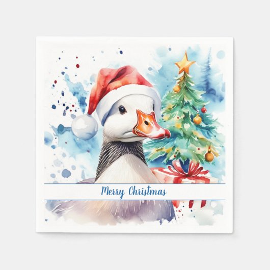 Frohe Weihnachtsfeierliche Gans - Serviette (Vorderseite)