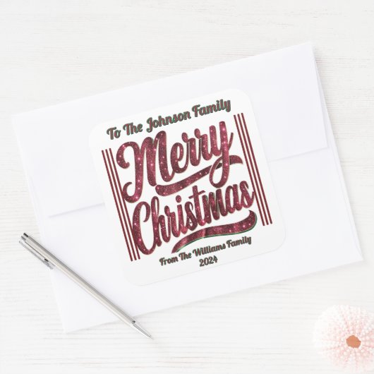 Frohe Weihnachtsfeierlichkeit Quadratischer Aufkleber (Umschlag)