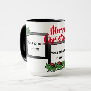 Frohe Weihnachtsfeiertag jubeln Holly Beries Foto Tasse