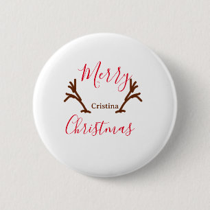 Frohe Weihnachtsfeiertag Rotes Rentierhorn Button