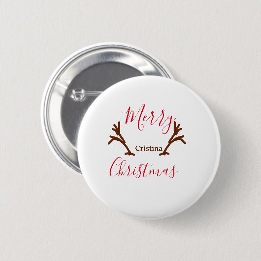 Frohe Weihnachtsfeiertag Rotes Rentierhorn Button (Vorne & Hinten)