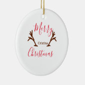 Frohe Weihnachtsfeiertag Rotes Rentierhorn Keramik Ornament (Rechts)
