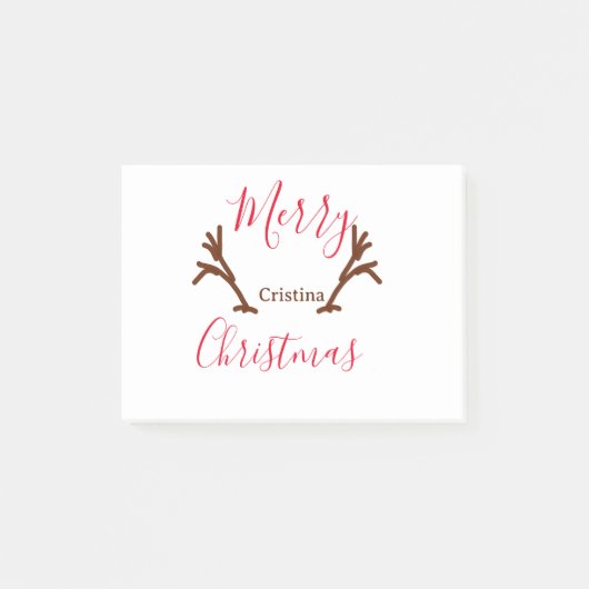 Frohe Weihnachtsfeiertag Rotes Rentierhorn Post-it Klebezettel (Vorderseite)