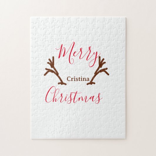 Frohe Weihnachtsfeiertag Rotes Rentierhorn Puzzle (Vertikal)