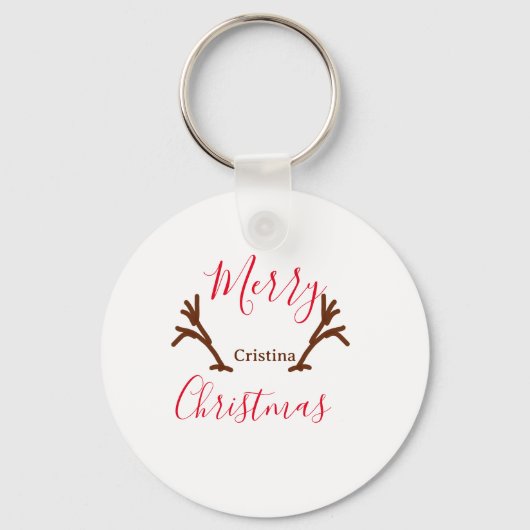 Frohe Weihnachtsfeiertag Rotes Rentierhorn Schlüsselanhänger (Vorderseite)