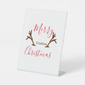 Frohe Weihnachtsfeiertag Rotes Rentierhorn Sockelschild (Vorderseite)