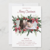 Frohe Weihnachtsfeiertag Wreath Foto Party Einladung (Vorderseite)