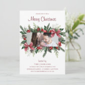 Frohe Weihnachtsfeiertag Wreath Foto Party Einladung (Stehend Vorderseite)