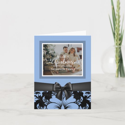 Frohe Weihnachtsfeiertage angepasstes Skript blau Einladung (Vorderseite)