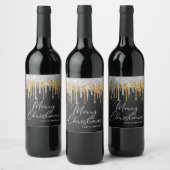 Frohe Weihnachtsfeiertage Chic Glitzer Personalisi Weinetikett (Flaschen)