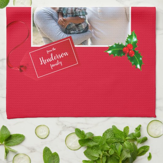 Frohe Weihnachtsfeiertage - Custom Foto - Geschirrtuch (Gefaltet)