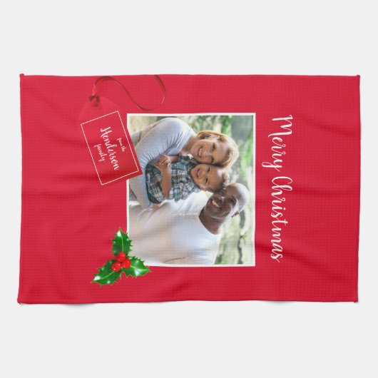 Frohe Weihnachtsfeiertage - Custom Foto - Geschirrtuch (Horizontal)