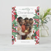 Frohe Weihnachtsfeiertage Foto Holly Berry Feiertagskarte (Stehend Vorderseite)