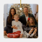 Frohe Weihnachtsfeiertage Foto Jahr Keramikornament (Rückseite)