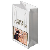 Frohe Weihnachtsfeiertage Foto Kleine Geschenktüte (Vorderseite Schrägansicht)