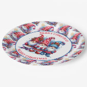 Frohe Weihnachtsfeiertage Gnomes Pappteller (Schrägansicht)