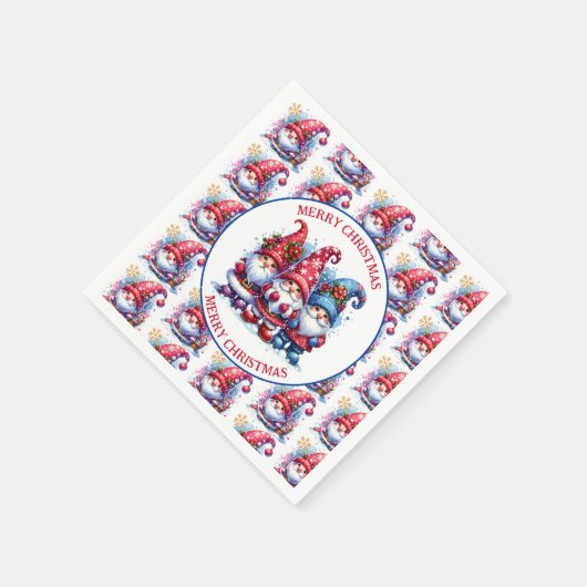 Frohe Weihnachtsfeiertage Gnomes Serviette (Ecke)