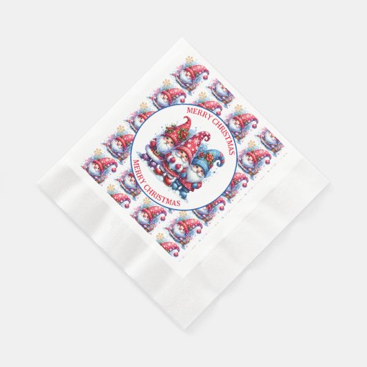 Frohe Weihnachtsfeiertage Gnomes Serviette (Ecke)