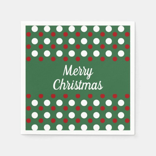 Frohe Weihnachtsfeiertage Green Red Polka Dots Serviette (Vorderseite)