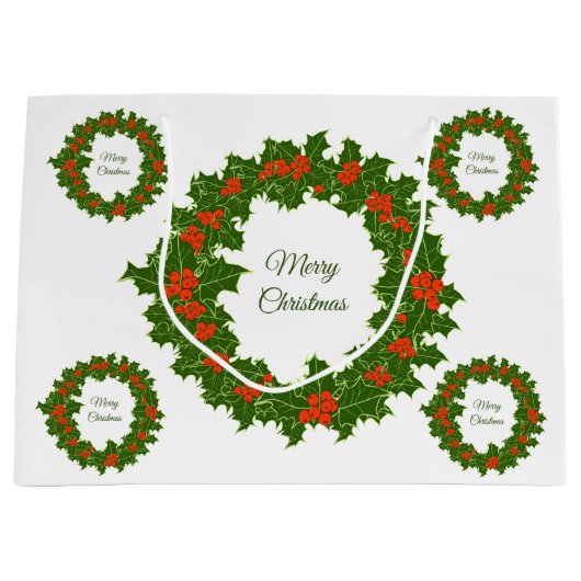 Frohe Weihnachtsfeiertage Große Geschenktüte (Vorderseite)