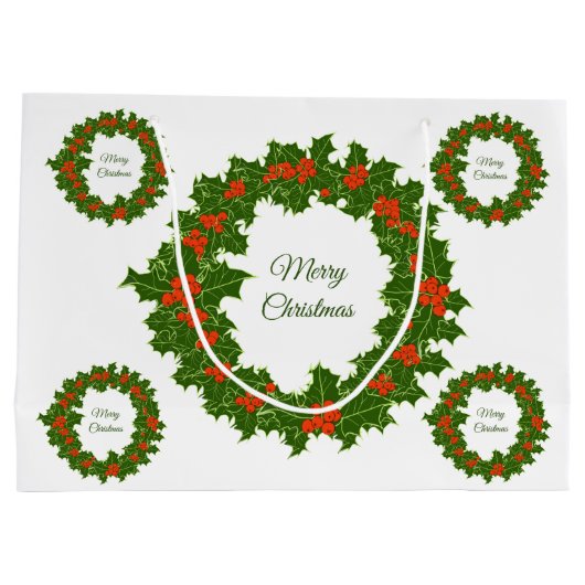 Frohe Weihnachtsfeiertage Große Geschenktüte (Rückseite)