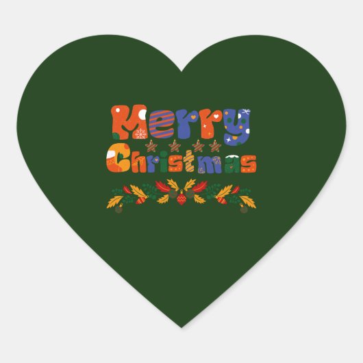 Frohe Weihnachtsfeiertage Herz-Aufkleber (Vorderseite)