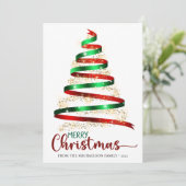 Frohe Weihnachtsfeiertage im Tree Gold Glitzer Hol Karte (Stehend Vorderseite)