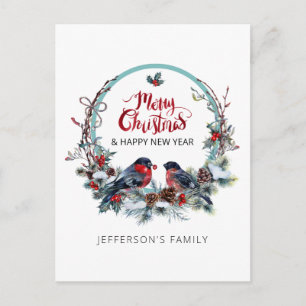 Frohe Weihnachtsfeiertage-Kranz Holiday Postcar Feiertagspostkarte