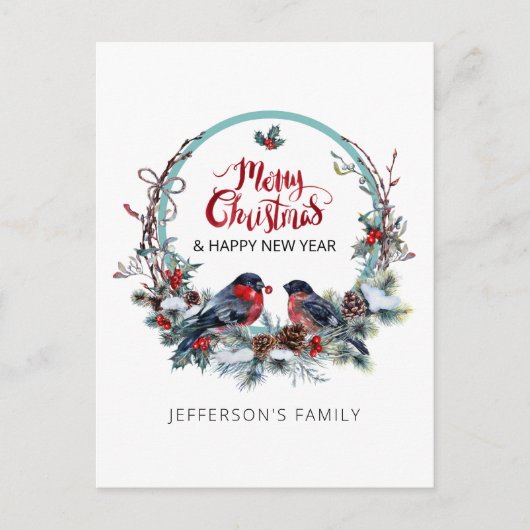 Frohe Weihnachtsfeiertage-Kranz Holiday Postcar Feiertagspostkarte (Vorderseite)