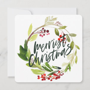 Frohe Weihnachtsfeiertage mit Aquarellblumen Feiertagskarte