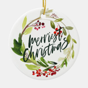 Frohe Weihnachtsfeiertage mit Aquarellfarben Keramik Ornament