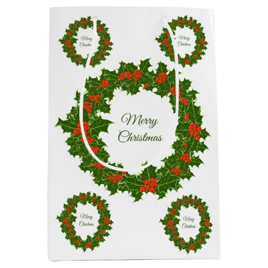 Frohe Weihnachtsfeiertage Mittlere Geschenktüte (Vorderseite)