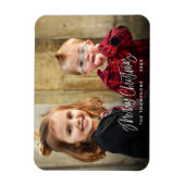 Frohe Weihnachtsfeiertage Modernes Foto Script Magnet (Vertikal)