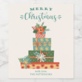 Frohe Weihnachtsfeiertage Niedlich Moderne Persona Weinetikett (Einzelnes Label)