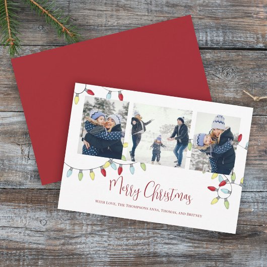 Frohe Weihnachtsfeiertage Niedliche String Lights  Feiertagskarte