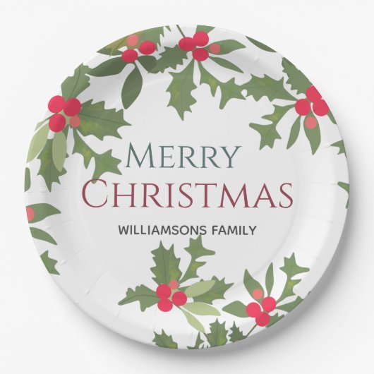 Frohe Weihnachtsfeiertage Pappteller (Vorderseite)