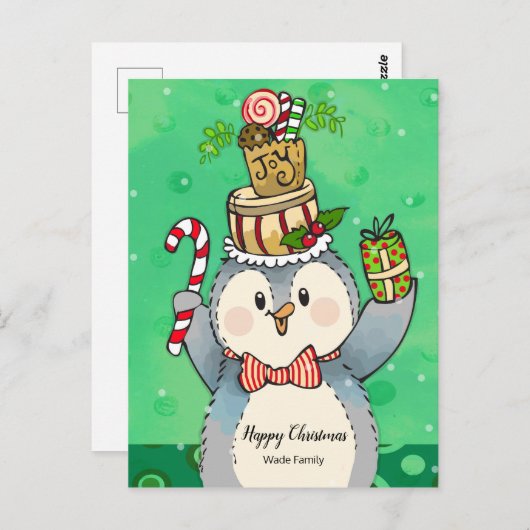 Frohe Weihnachtsfeiertage Penguin Postkarte (Vorne/Hinten)