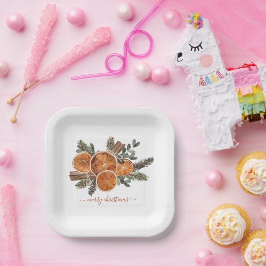 Frohe Weihnachtsfeiertage Pine Rustic Holiday Pappteller (Party)