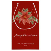 Frohe Weihnachtsfeiertage Red Poinsettia Kleine Geschenktüte (Rückseite)