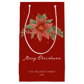 Frohe Weihnachtsfeiertage Red Poinsettia Kleine Geschenktüte (Vorderseite)