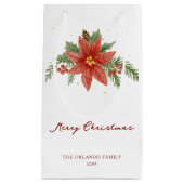 Frohe Weihnachtsfeiertage Red Poinsettia White Kleine Geschenktüte (Vorderseite)
