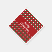 Frohe Weihnachtsfeiertage Red Polka Dots Serviette (Ecke)