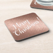 Frohe Weihnachtsfeiertage Rose goldenes Design Getränkeuntersetzer (Linke Seite)