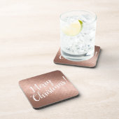 Frohe Weihnachtsfeiertage Rose goldenes Design Getränkeuntersetzer (Rechte Seite)