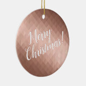 Frohe Weihnachtsfeiertage Rose goldenes Design Keramik Ornament (Rechts)