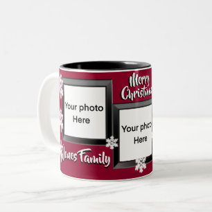 Frohe Weihnachtsfeiertage Schneeflocken 3 Foto Zweifarbige Tasse