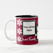 Frohe Weihnachtsfeiertage Schneeflocken 3 Foto Zweifarbige Tasse (Links)