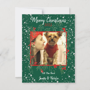 Frohe Weihnachtsfeiertage Snowy Wreath Custom Fami Feiertagskarte