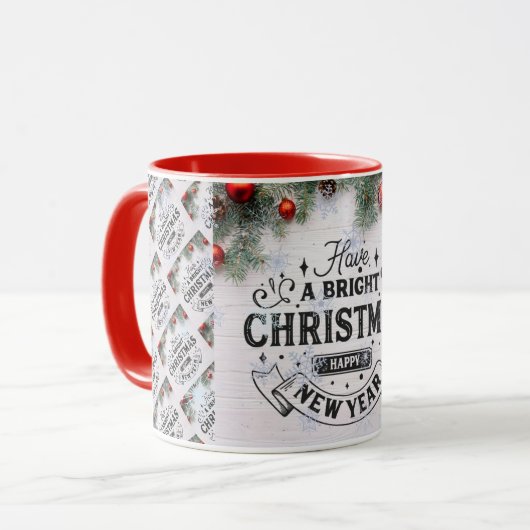 Frohe Weihnachtsfeiertage Tasse (Vorderseite Links)
