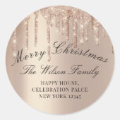 Frohe Weihnachtsfeiertage UAWG Rose Gold Tropfen Runder Aufkleber (Vorderseite)